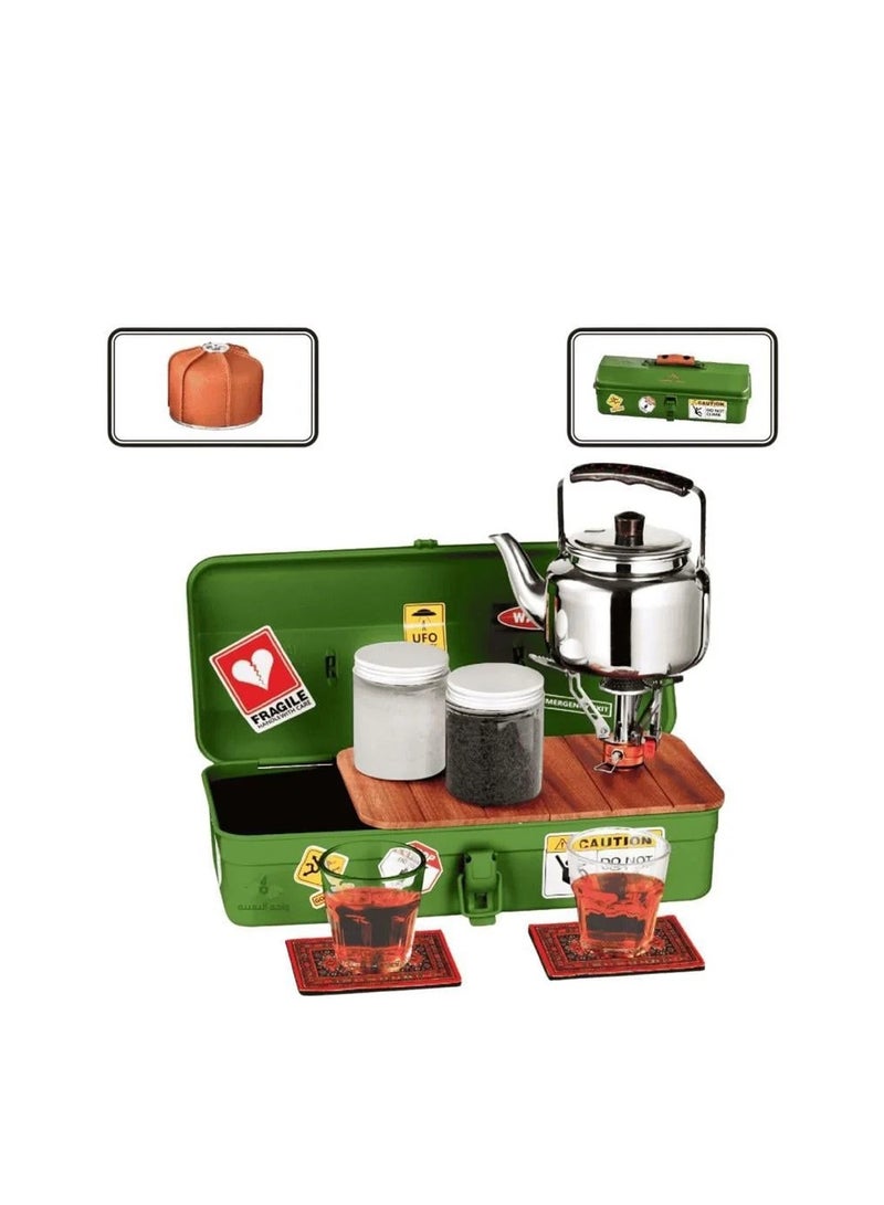 BlueFire Camping Family Portable Tea Set with Metal Storage Case, Complete Outdoor Tea Kit with Stainless Steel Kettle, Glass Tea Cups, Tea Jars and Coasters, Travel Tea Brewing Set for Camping, Picnic, Hiking and Outdoor Use - Image 3